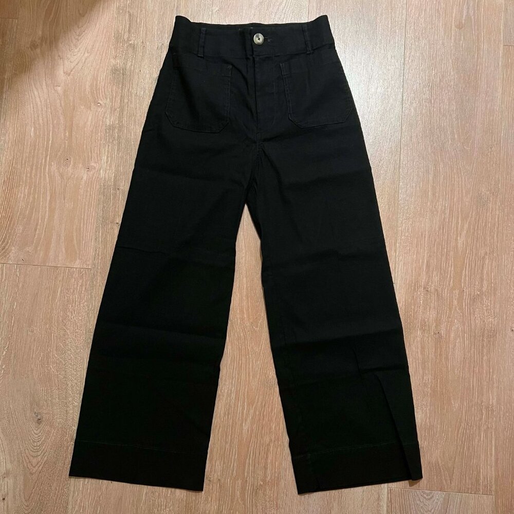 NWT New $120 Maeve Colette BLACK Wide-Leg Pants 27 Anthropologie